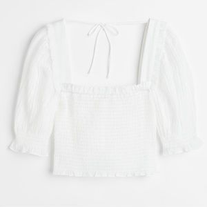 H&M Smocked Crop Top in White